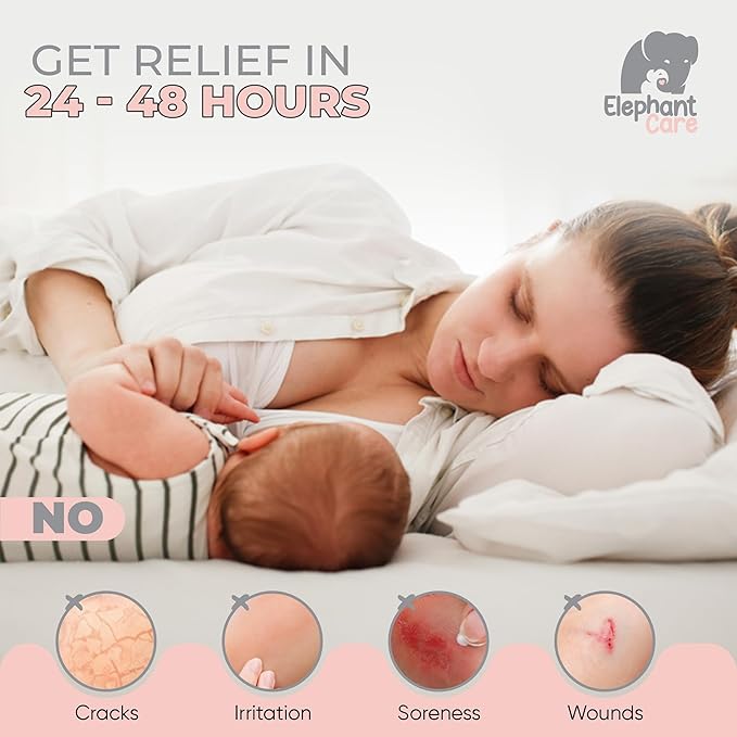Elepahnt Care - Nipple Shields for Breastfeeding – Soft Silicone Protection for Cracked or Painful Nipples – Helps Baby Latch – Breastfeeding Essentials for New Moms – Includes Case