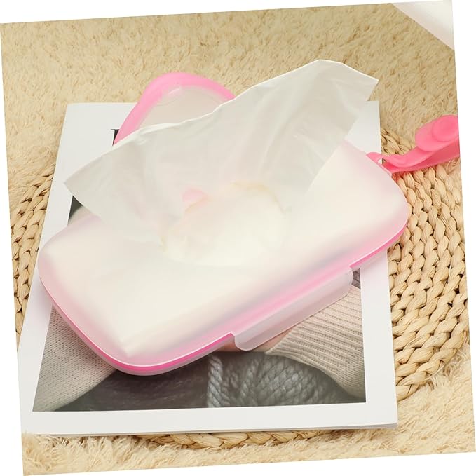 Healeved Baby Wipes Dispenser: On- The- Go Wipes Dispenser Travel Wipes Case Baby Wipe Holder Outdoor Stroller Wet Wipes Box Portable Refillable Wipes Container Pink