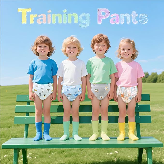 Upairy Potty Training Pants Cotton Absorbent Training Underwear for Toddler Boy and Girls 2T-5T,Soft Absorbent & Leak-Proof with Characters(4PCS,L)