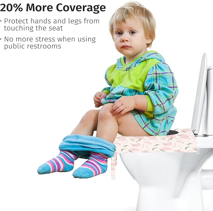 Toilet Seat Covers Disposable,Individually Wrapped for Travel,Full Coverage Extect Large Potty Training Cover for Kids,Peach,30 Packs