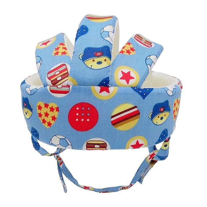 Baby Helmet Toddler Children Headguard Infant Head Cushion Protective Harnesses Cap Soft Adjustable Kid Hat Head Protector (Football Blue)