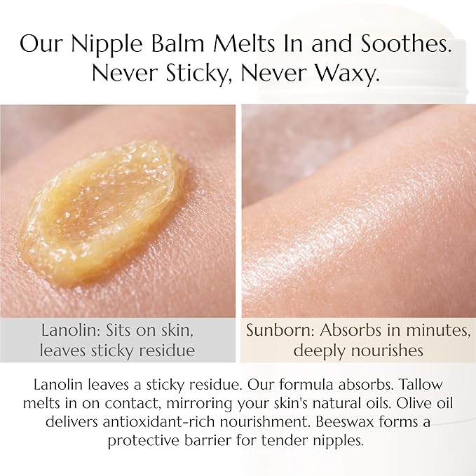 Nipple Balm | Nursing-Safe Lanolin-Free Nipple Cream with 3 Edible Ingredients for Sore or Cracked Nipples | Safe for Baby, No Wipe-Off, Third-Party Tested | Made in USA