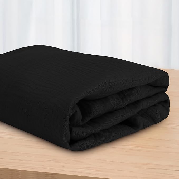 Pro Goleem Muslin Changing Pad Cover for Boys and Girls, Soft Breathable Fitted Cotton Diaper Changing Table Pad Sheets, Neutral, 1 Pack (Black)