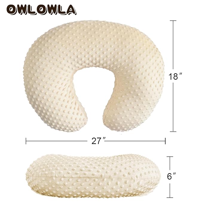 OWLOWLA Nursing Pillow Cover, Breastfeeding Pillow Slipcover Fits Nursing Pillow for Baby Boy Girl(Cream)