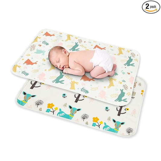 Baby Portable Diaper Changing Pad,Waterproof Changing Mat,Soft Comfortable,Foldable Travel Pad,Toddler Essentials Must Haves,Newborn Shower Gifts(2 Pcs 20“x27”)