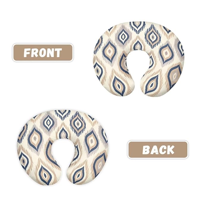Ikat Rhombus Newborn U-Shaped Breastfeeding Pillowcase, Ethnic Geometric Nursing Pillow Covers for Breastfeeding Moms, Tribal Style Soft Stretchy Feeding Pillow Case