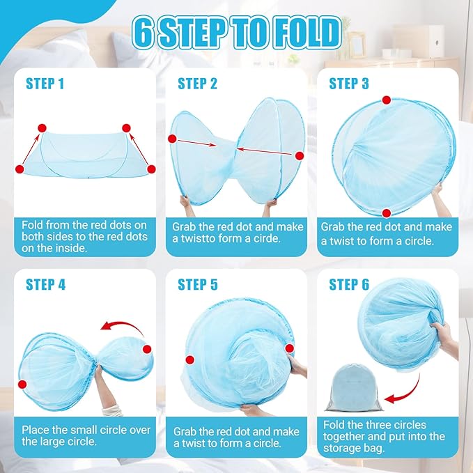 Large Pop up Mosquito Net for Camping Portable Foldable Mosquito Tent Bug Net Bed Travel Patio Outdoor 78 x 31 x 22 Inch Bug Netting Mesh Tent Canopy for Adults Baby Bedroom, Bllue