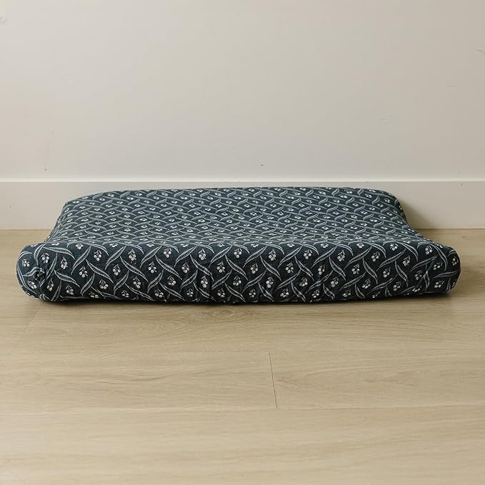 Mebie Baby Changing Pad Cover, Navy Berry, 100% Muslin Cotton Changing Table Pad Cover for Baby Boy and Girl, Designer Nursery Decor Covers, Diaper Changing Pad Cover for Changing Station
