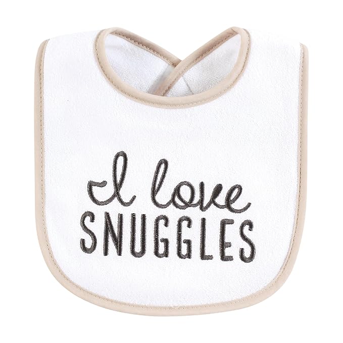 Hudson Baby Cotton Terry Drooler Bibs with Fiber Filling, Cuddle Bear, One Size