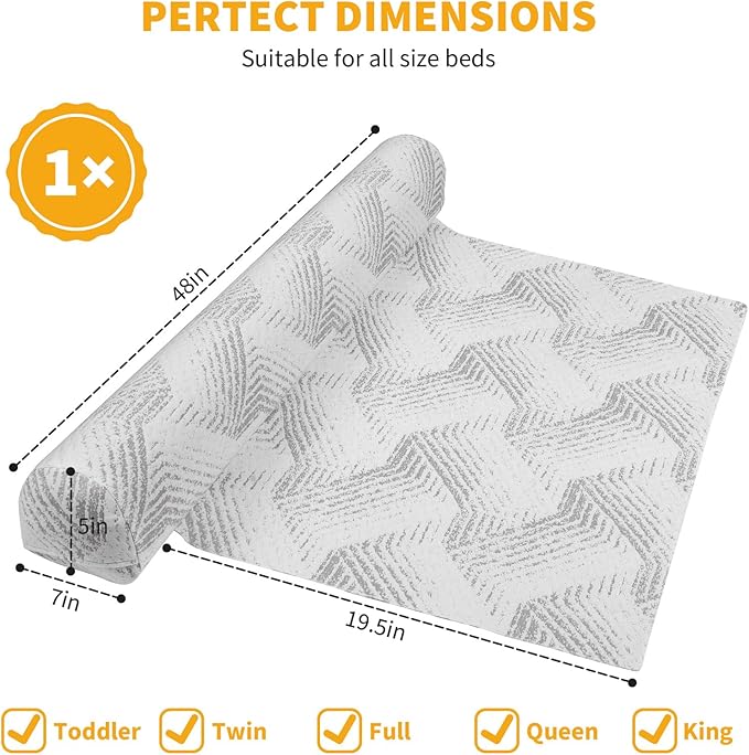 USHMA Travel Bed Rails for Toddlers | Inflatable Bed Rails with Safety Flaps | Portable Blow Up Bed Rail for Full, Queen, King Size Beds, Lightweight & Washable Cover - 1Pack