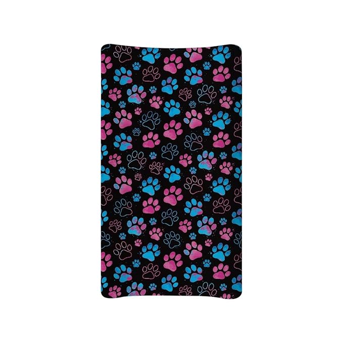 Paw Print Changing Pad Cover for Baby Cute Baby Diaper Change Table Pad Covers Soft Cradle Mattress Sheets