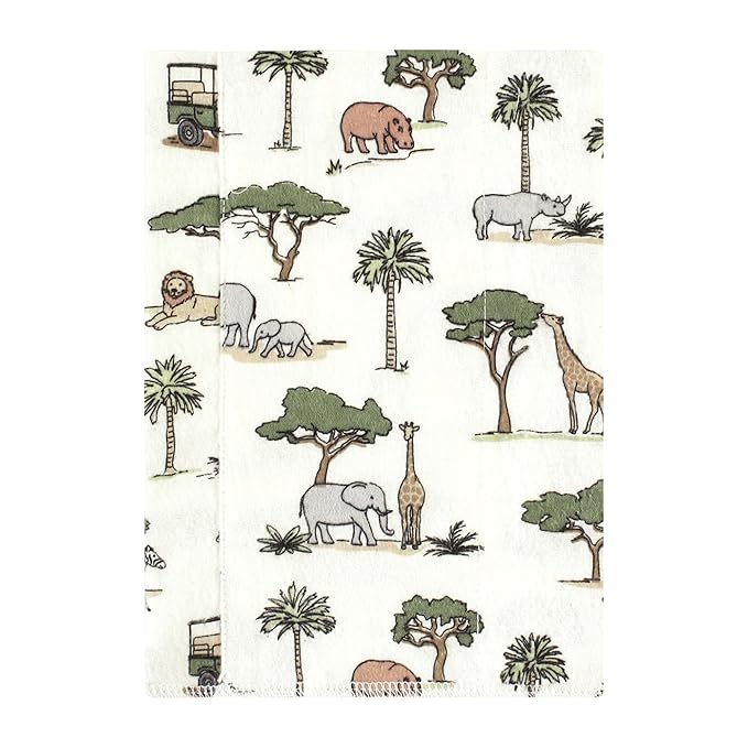 Hudson Baby Unisex Baby Cotton Flannel Burp Cloths, Going On Safari 7-Pack, One Size