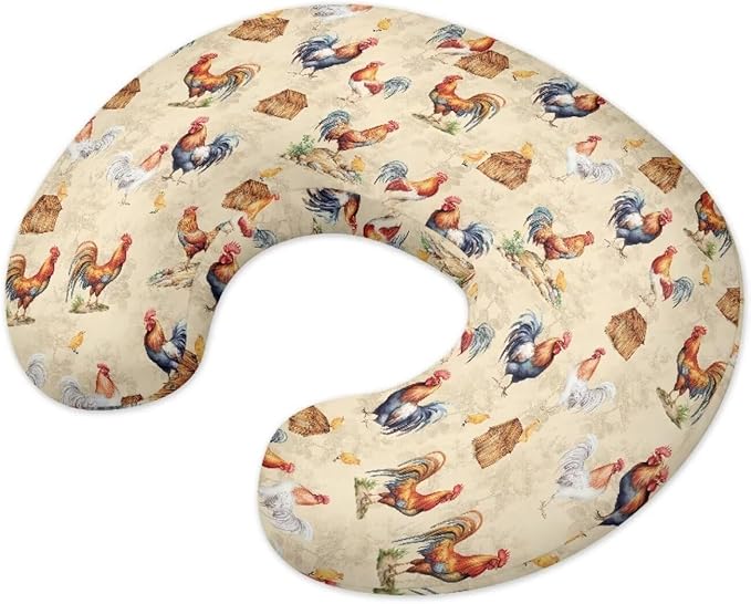 ZOUTAIRONG Cute Chicken Nursing Pillow Cover for Baby Girl Boy Removable Breastfeeding Pillow Slipcover Safe and Snug for Baby Nursing Pillowcases for Moms Cock Nursing Covers