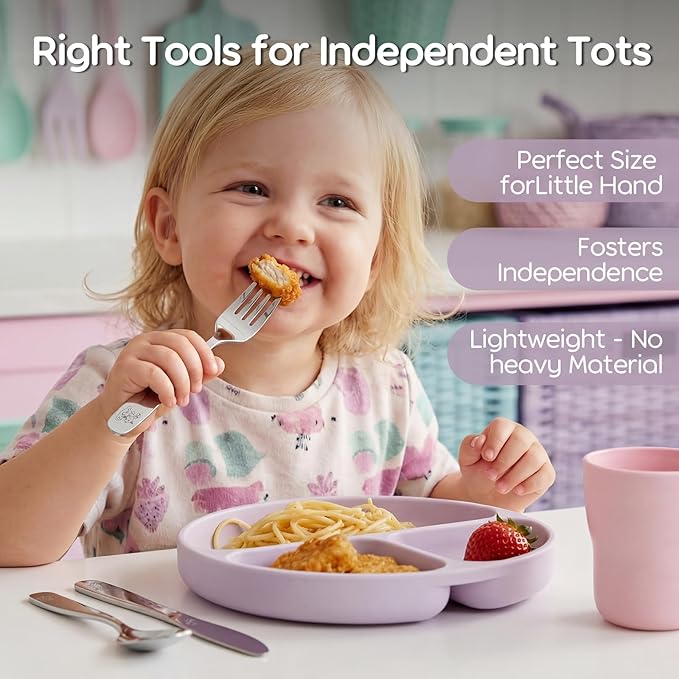 Lehoo Castle Toddler Utensils 6-Piece | Kids Stainless Steel Silverware Set, Toddler Spoons and Forks Knife Set, Children Safe Flatware for Self Feeding (Unicorn)