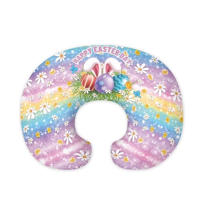 Breastfeeding Pillow Slipcover for Baby with Daisy Butterfly Easter Egg and Rabbit Print Breastfeeding Nursing Pillow Slipcovers Super Soft Baby Essentials