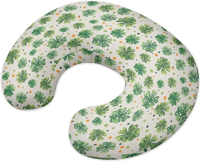 Saint Patrick’s Day Nursing Pillow Cover,Breathable Breastfeeding Pillow Slipcover for Baby Boys Girls,Clover Nursing Pillow Case for Newborn，Soft Fabric Fits Snug On Infant