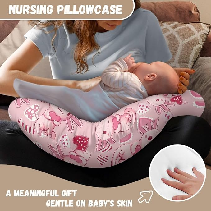 Axolotl Hearts Baby Nursing Pillow Cover for Breastfeeding Moms, Easy to Clean Breathable Neutral Breastfeeding Pillow Cover for Bottle Feeding