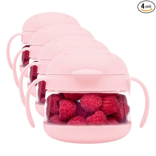 Ubbi Tweat No Spill Snack Container for Kids, BPA-Free, Toddler Snack Container, Blush Pink (Pack of 4)