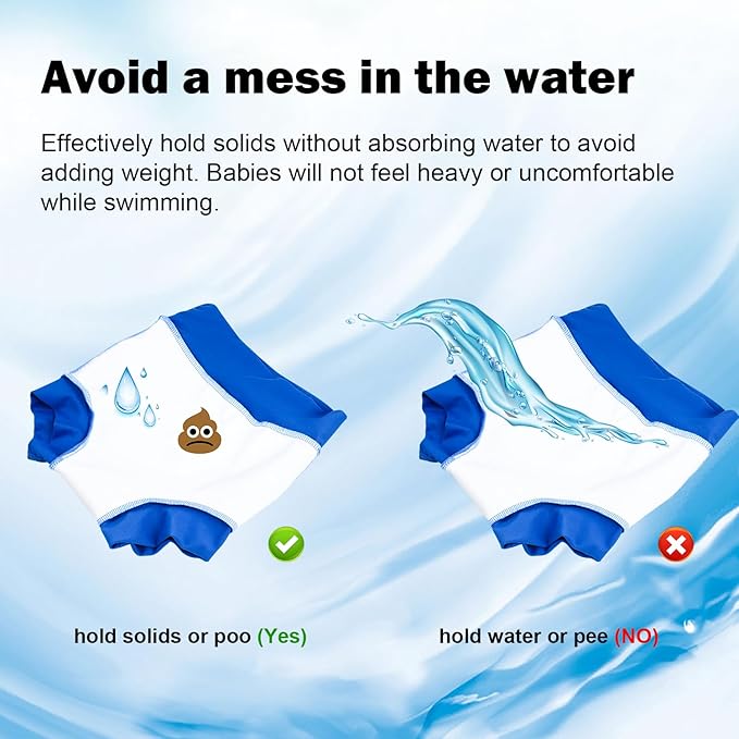 MooMoo Baby Swim Diapers 3 Pcs Waterproof Reusable Swimming Diapers for Baby Swim Lesson 2T-5T, Blue
