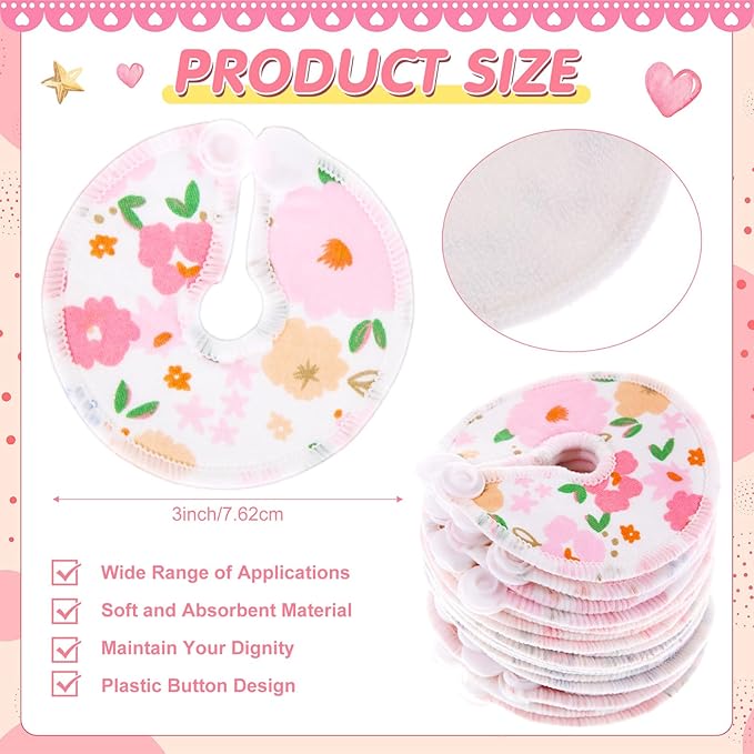 Threlaco 48 Pcs Gtube Button Covers Feeding Tube Pads Holder Abdominal Reusable Accessories Peg Tube Soft Absorbent Breast Feeding Pads Breastfeeding Support Nursing Care Stay Dry(Flower)