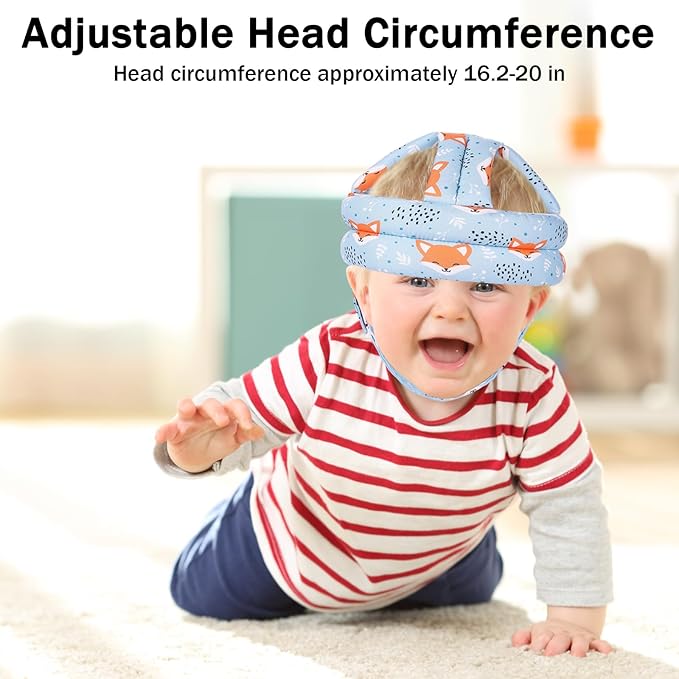 Baby Head Protector for Crawling Walking, Baby Helmet Adjustable No Bumps and Soft Cushion, Infant Safety Cap for Kid Learning to Walk