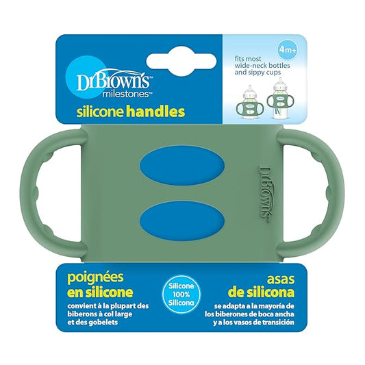 Dr. Brown’s Milestones 100% Silicone Baby Bottle Handles, Wide-Neck, Green, 1-Pack