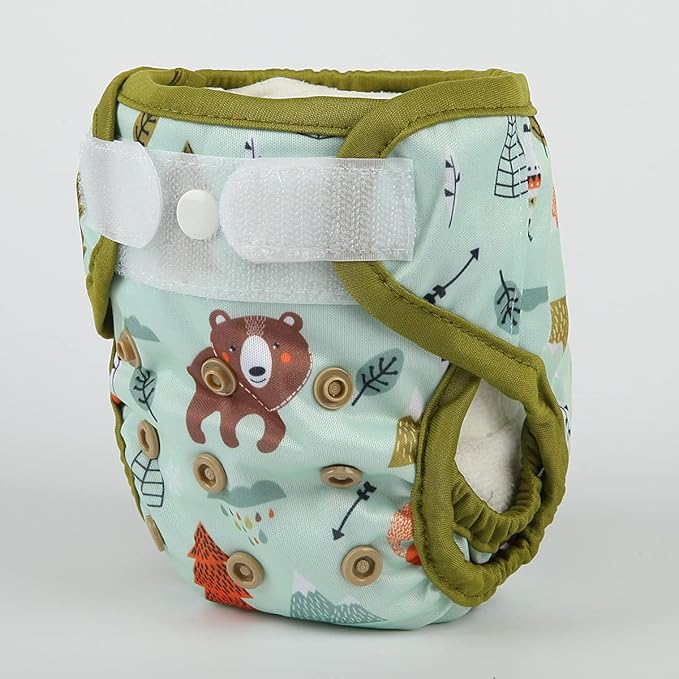 Newborn Baby Cloth Diaper Cover Nappy Hook and Loop (Bear Fox Teepee)