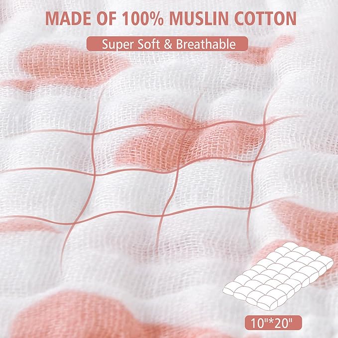 Baby Muslin Burp Cloths, 100% Cotton Burping Cloths Super Absorbent Soft, Bath Towel Burp Cloths for Baby Girl Boy, Great Gift for Newborn, 10 x 20 inch, 4 Pack, Unicorn & Star