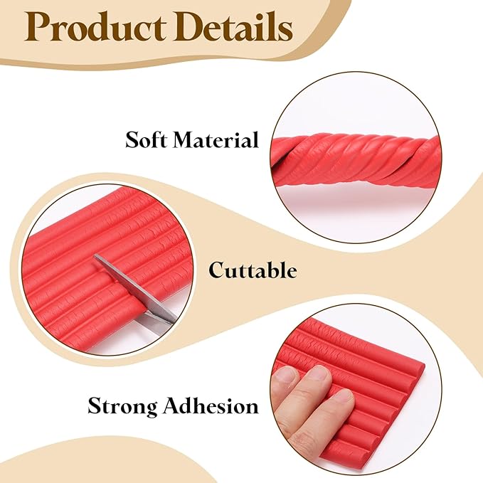 uxcell Bunk Bed Ladder Pad, 6.5ft NBR Self-Adhesive Corner Edge Protector Soft Furniture Corner Guard for Ladder Table Desk Edge, Red