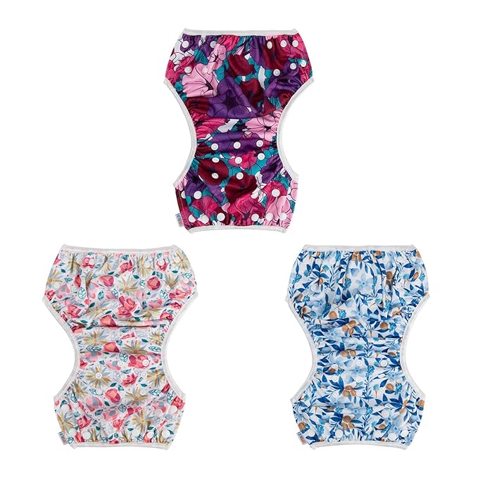 ALVABABY Swim Diapers 3pcs Reusable & Adjustable 0-2 Years Baby Girl 3SWY03