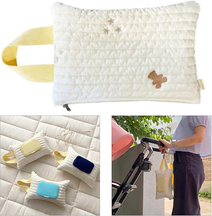LIANXUE Cotton Wipes Dispenser Refillable Wipe Holder Travel Wet Wipe Container Baby Wipe Pouch for Car Stroller Indoor Outdoor Cotton