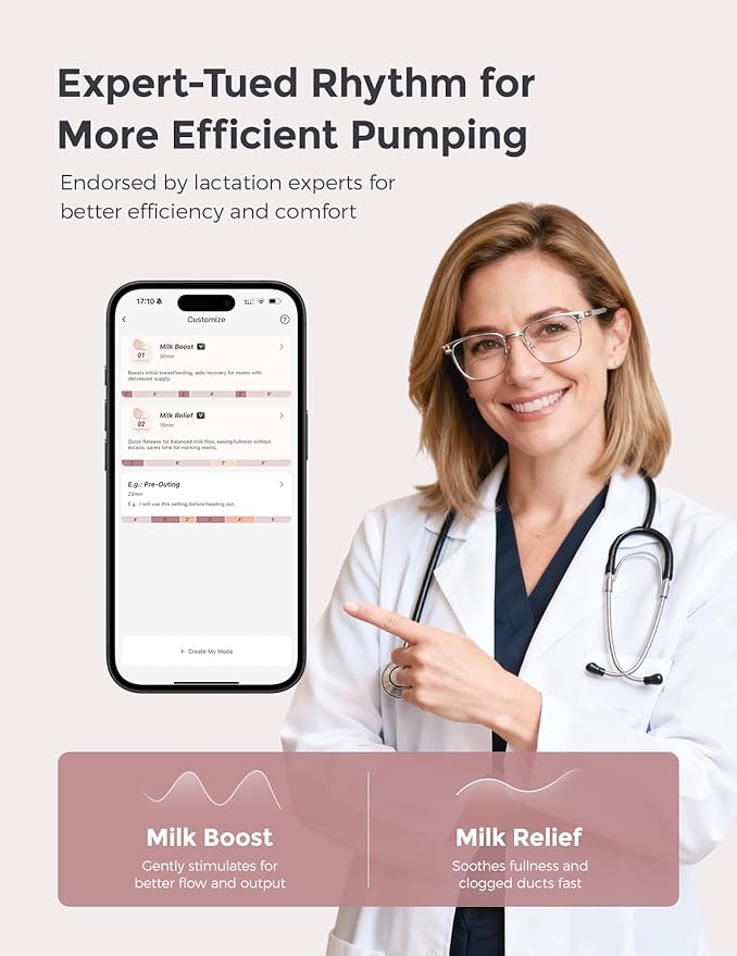 Momcozy Air 1 Wearable Breast Pump, Ultra-Slim Hands-Free Breast Pump with Wireless Charging Case, Top-View Visible, App Control, Auto Mode Switching, Milk Tracking & Full-Collector Alerts, 6oz
