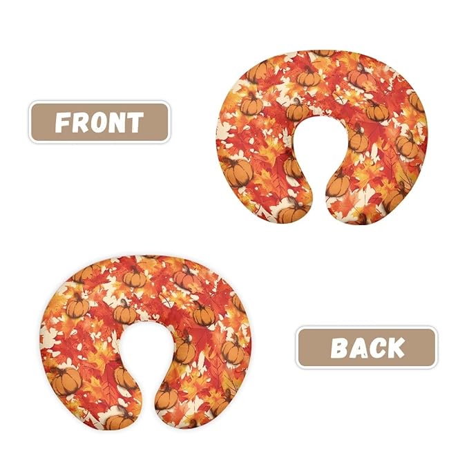 Maple Leaf Pumpkin Print Newborn Nursing Pillow Cover Soft Cozy Skin-Friendly Feeding Pillow Covers for Bottle and Breastfeeding Easy to Put On & Remove Baby Nursing Pillow Case