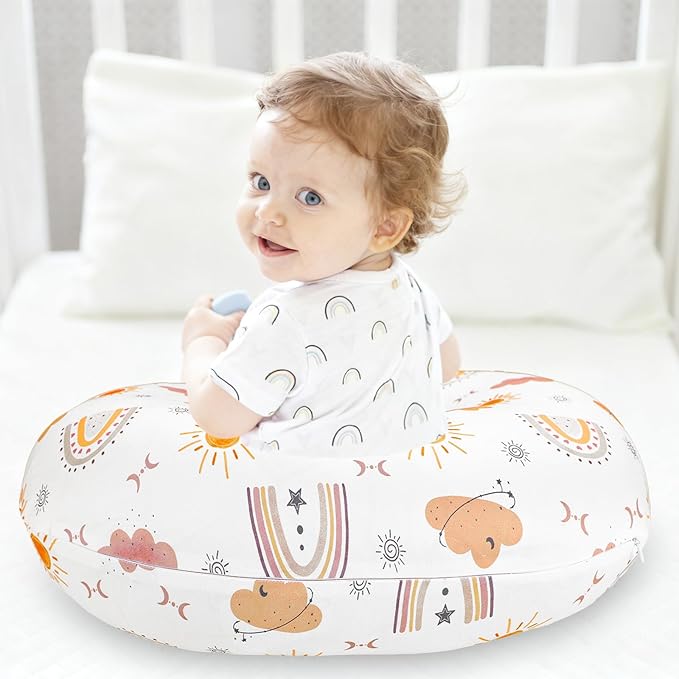 Nursing Pillow Cover, Breastfeeding Pillow Cover Case for Baby Girls Boys, Soft & Breathable, Boho Rainbow (Only Cover)