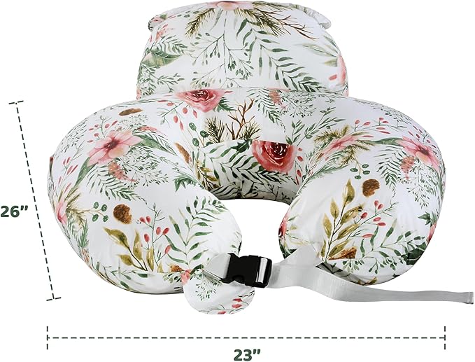 lasoftan Nursing Pillow for Breastfeeding, Breast Feeding Pillow for Mom Support, Adjustable Waist Strap and Removable Cotton Cover, Rose