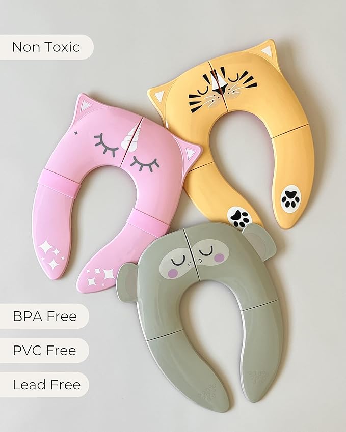 Hippypotamus Travel Potty Seat for Toddler - Folding Potty Training Seat - Portable Toilet Seat Cover for Baby & Kids (ORANGE Tiger)