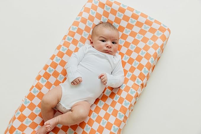 Copper Pearl Premium Knit Diaper Changing Pad Cover 'Mickey Mouse Check'