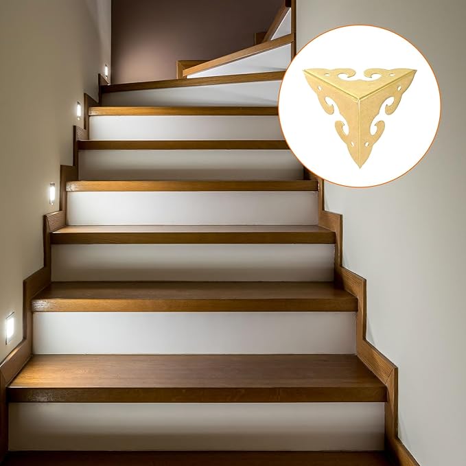 uxcell 4 Pcs Brass Edge Guard, 35mm Decorative Box Corner Cover, Corner Protector, Vintage Stair Dust Corners with Screws, Gold