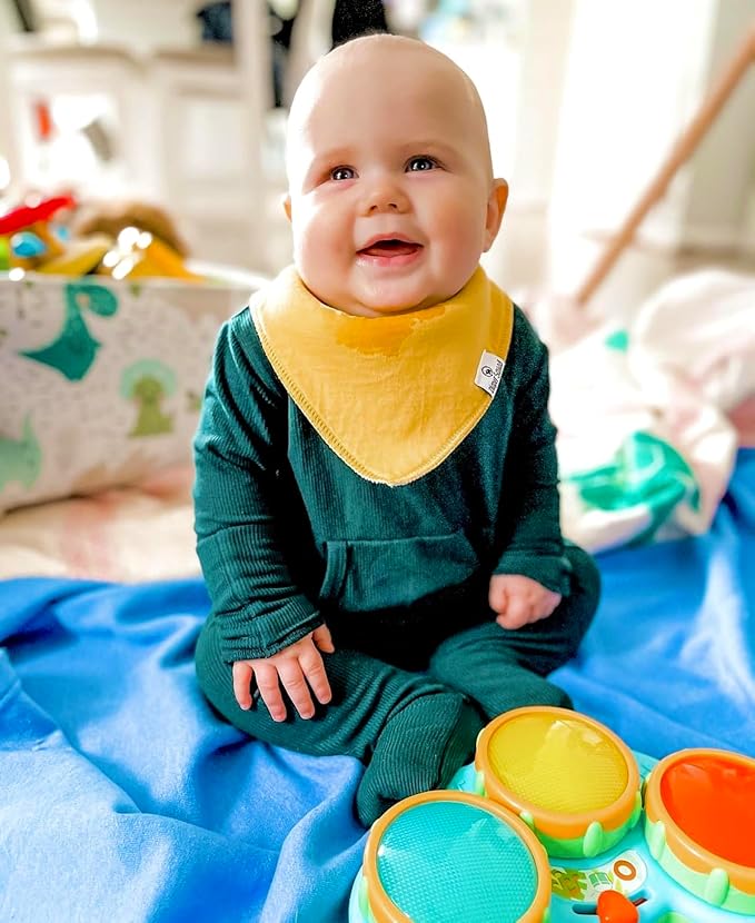 DiaperSquad's 100% Organic Cotton Baby Drool Bibs, Super Absorbent & Adjustable Baby Bibs for Drooling and Teething