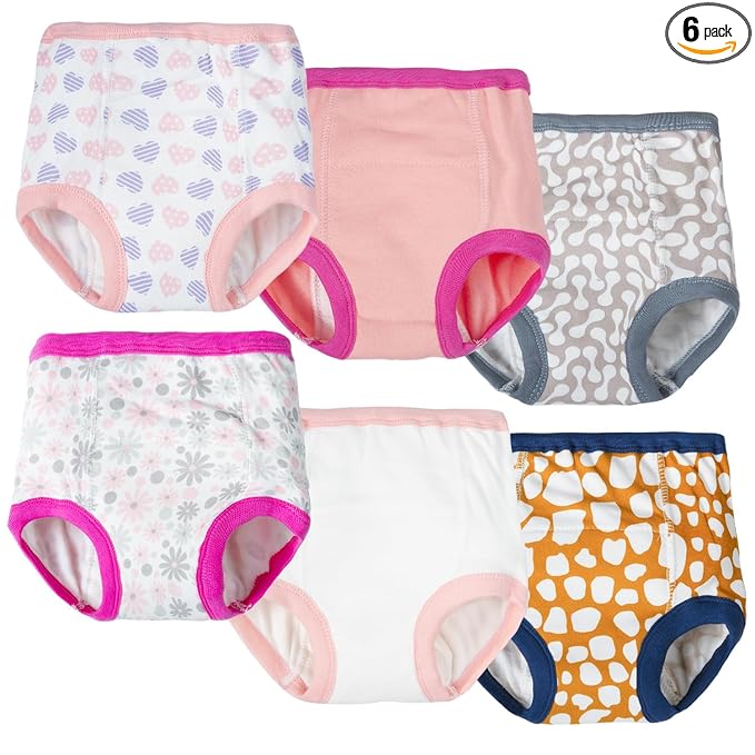 Joyo roy Potty Training Underwear for Girls Panties Girls Potty Training Pants 3T-4T Toddler Girl Underwear 4T 100% Cotton Absorbent Padded Toddler Panties 4T Girls Pee Pants with Potty Sticker Chart