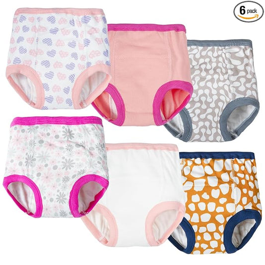 Joyo roy Potty Training Underwear for Girls Toddler Panties Girl Panties 100% Cotton Girl Absorbent Padded Toddler Potty Training Underwear Girls 18-24 months Waterproof with Pee Pants Chart & Sticker