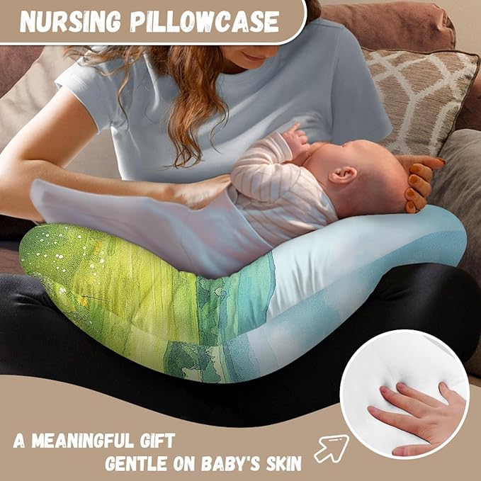 Forchrinse Watercolor View Painting Nursing Pillow Cover for Girls Boys Nursing Pillow Slipcover Breast Feeding Pillow Cover for Moms,Easy to Care