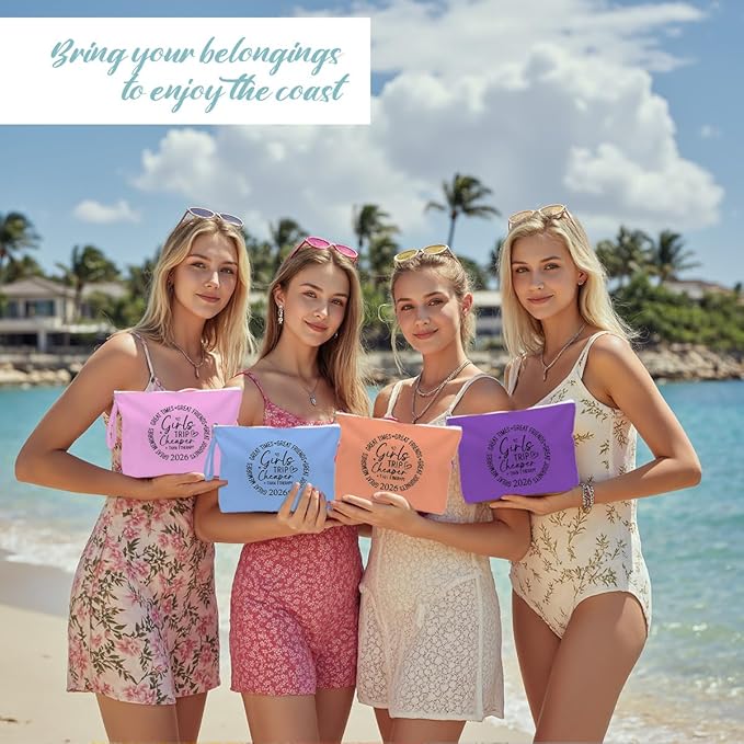 Fokongna 4PCS Girls Trip Gifts Wet Bag Wet Dry Bag Beach Bags Favors for Swimsuit Toiletry Bags Travel Essentials For Women, For Beach Travel Gym Swimsuit Dirty Diaper