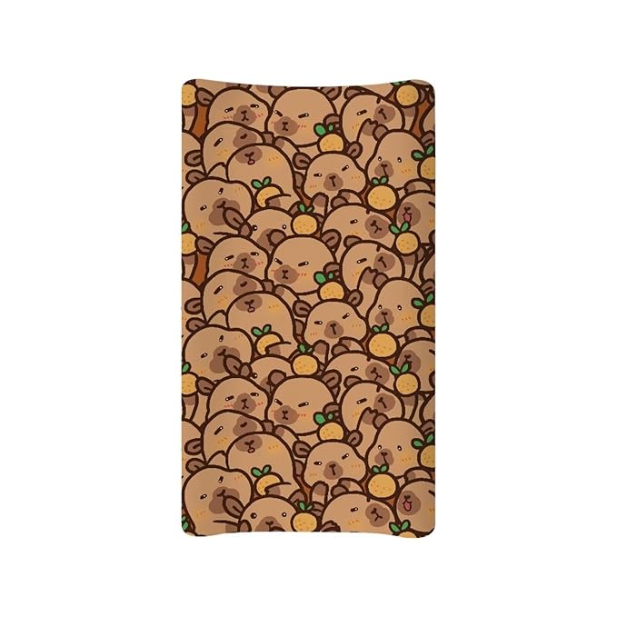 Cute Capybara Changing Pad Cover Soft Skin-Friendly Breathable Wipeable Changing Table Sheets for Baby Boy and Baby Girl, 32"x16"