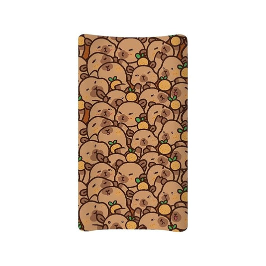Cute Capybara Changing Pad Cover Soft Skin-Friendly Breathable Wipeable Changing Table Sheets for Baby Boy and Baby Girl, 32"x16"