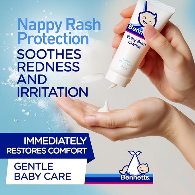 Bennetts Baby Bum Cream 75ml – Water-Repellent Diaper Barrier Cream for Newborns – Protects Against Nappy Rash & Redness