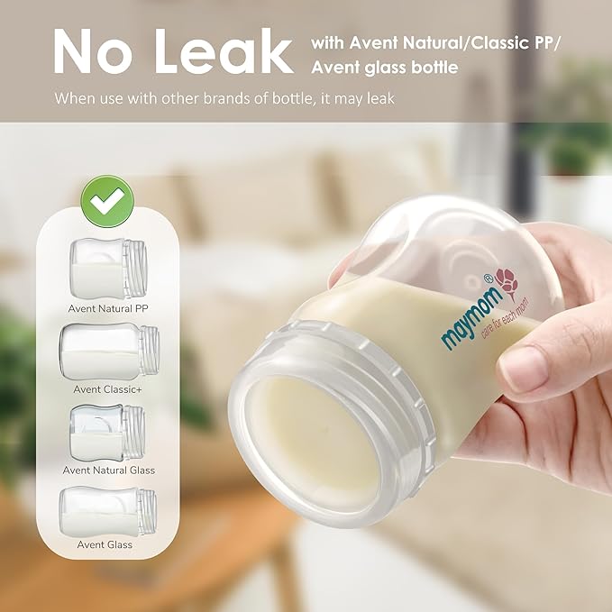 Maymom Travel Bottle Caps, Replacement Bottle Lids Compatible with Philips Avent Natural & Anti-Colic Bottles (PP & Glass) (Transparent)