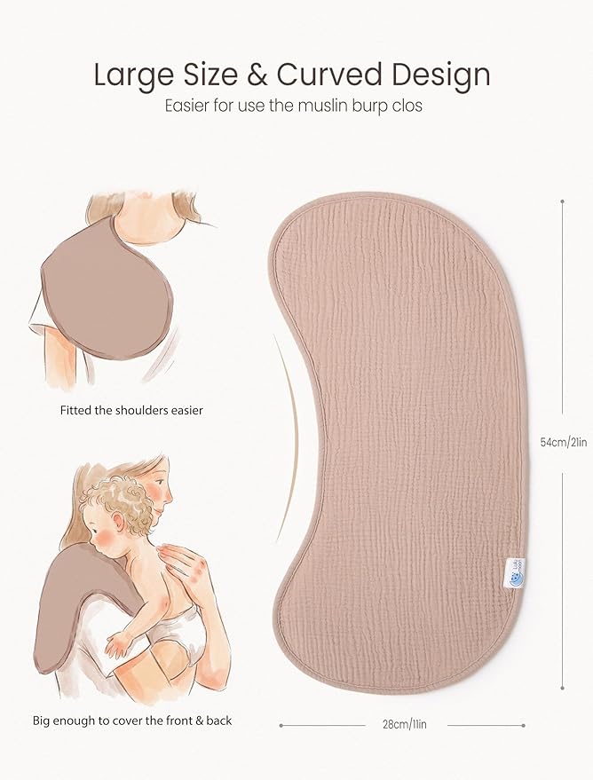 lulumoon Muslin Burp Cloths for Babies: 100% Soft Cotton Large Burping Cloths - Neutral Baby Burp Rags for Boy and Girl - Absorbent Burp Cloth for Spit-Ups 6 Pack