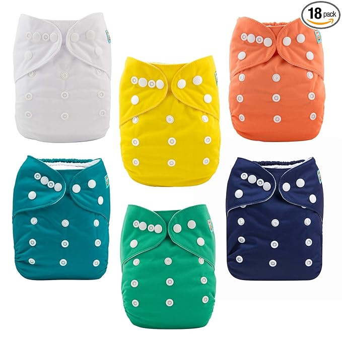 ALVABABY Baby Cloth Diaper 6 Pack with 12 Inserts One Size Cloth Diaper Covers Adjustable Washable Reusable for Baby Girls and Boys
