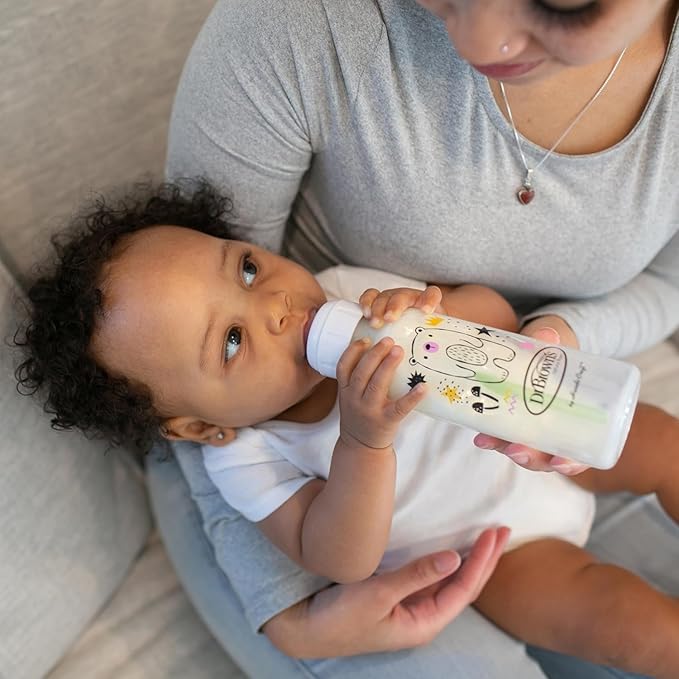 Dr. Brown's Natural Flow Anti-Colic Options+ Narrow Baby Bottle, Bear & Owl, 8 oz/250 mL, with Level 1 Slow Flow Nipple, BPA free, 0m+, 2-Pack and Preemie Flow 6-Pack Nipples